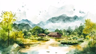 乡村山水画