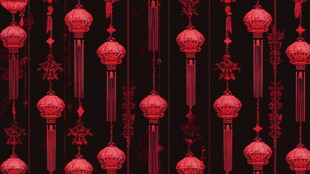 红色灯笼与中国风格的图案