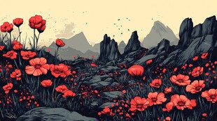 山谷中的红色花海