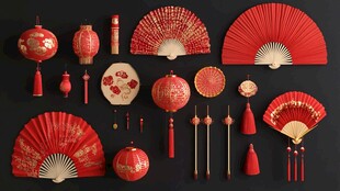 中国红文化艺术品展示