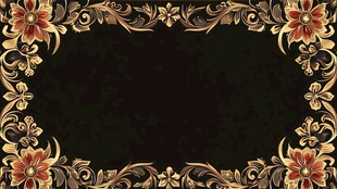 金色花卉边框的黑色背景