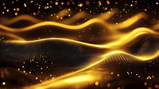 金色粒子流动的抽象景观