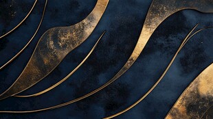 金色抽象艺术在深蓝色背景上