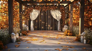 秋日浪漫 木制凉亭下的婚礼布置