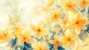 黄色花卉的印象派绘画