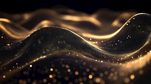 金色波浪粒子风景