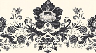 黑白花卉图案