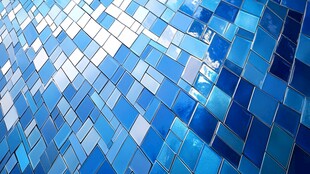 蓝色瓷砖的几何艺术