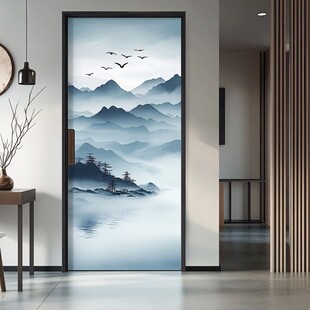 山水画风格门贴