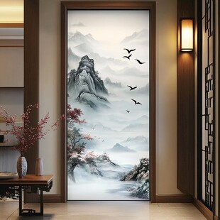 山水画风格门贴