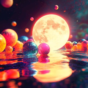 月光下的多彩球体
