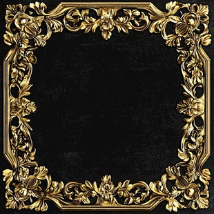 金色雕刻框架与黑色背景