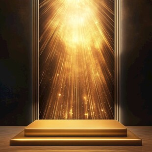 金色光芒下的空旷舞台