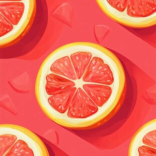 多汁的柚子切片 背景是粉红色的果冻