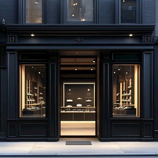 优雅的黑色店面 吸引人的橱窗展示