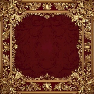 金色雕花边框红色背景