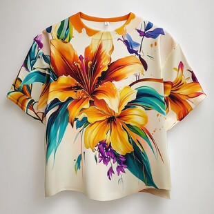 花卉印花短袖T恤
