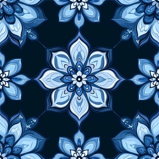 蓝色曼陀罗花纹
