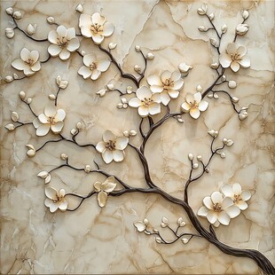 梅花图案的浅米色背景