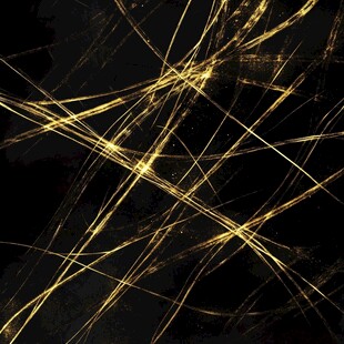 抽象的金色线条在黑色背景上交织