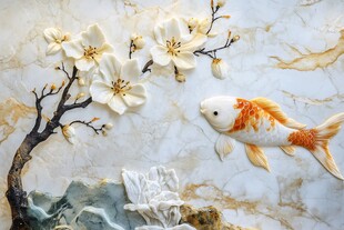 梅花金鱼壁画