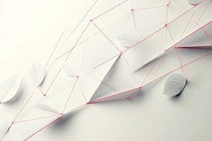 抽象的红线和叶子形状