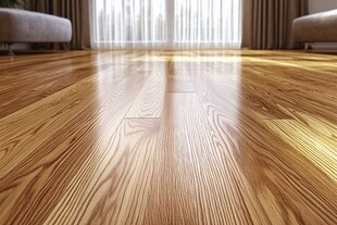 抛光木地板的室内视角