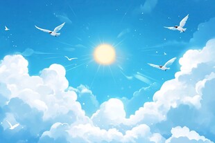 蓝天白云 鸟儿翱翔