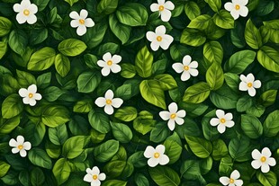绿色花卉图案
