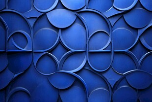 蓝色几何图案的墙面设计