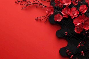 红梅绽放 波浪起伏