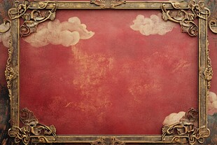 古董风格的红色背景与金色相框