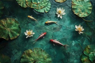 碧波荡漾 金鱼翩翩 荷花盛开