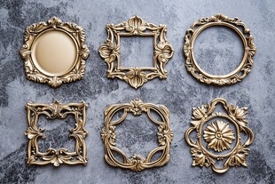 金色巴洛克风格画框装饰元素