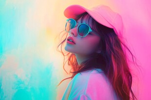 霓虹梦境中的时尚女孩