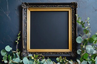 复古风格的装饰画框与自然植物的结合