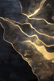 金色波浪纹理抽象画