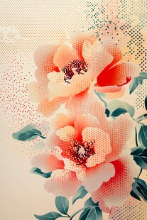 彩色花卉图案与数字艺术的融合