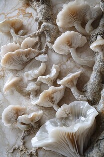 岩石上的白色蘑菇