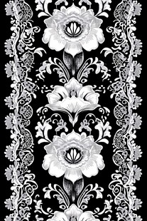 黑白花卉图案
