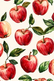 水彩苹果图案