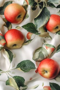 光影下的苹果与树叶