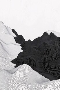 黑白线条抽象地形