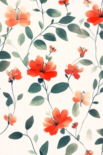 橙色花卉图案