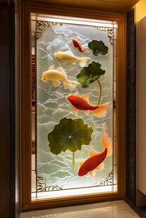 金鱼荷叶玻璃艺术品