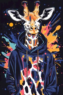 街头长颈鹿潮流画像