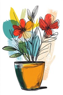多彩花卉插画