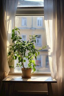 阳光下的室内绿植