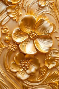 金色浮雕花卉艺术
