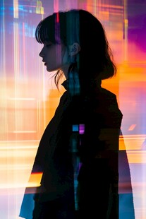 霓虹下的侧影